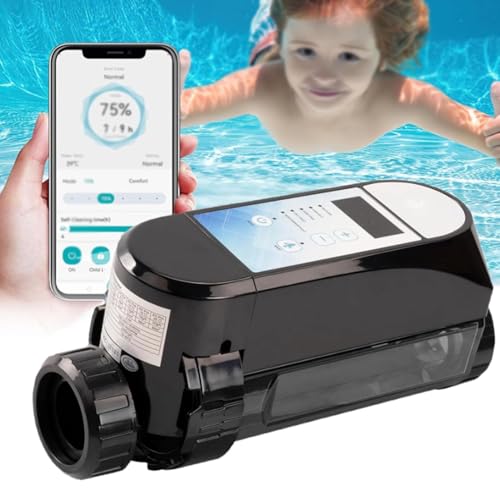 ZXAMZDM Electrolytic Saltwater Pool System, Salt Water Chlorination System for Swimming Pools, App Remote Control, Chlorinator with Smart Digital Panel 16g/h (4g/H)