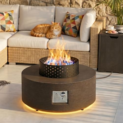 2-Piece 30" Propane Fire Pit Table for Outside Patio with Hidden Tank Table