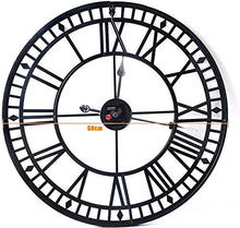 SBTXHJWCGLD Home Clock 60cm Large Round Black Metal Black Wall Clock Large Clock Garden Outdoor Wall Clock Antique Vintage Retro Style Roman Numerals