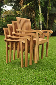 WholesaleTeakFurniture Qty 4 - Napa Stacking Dining Captain Arm Chair - Outdoor Patio Grade-A Teak Wood #WFDCARNP4