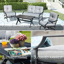 LOKATSE HOME 4-Piece Outdoor Bistro Furniture Set with Cushions Grey