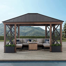 SummerCove Hardtop Gazebo 13ft x 15ft Black Steel Roof with Planters and Ceiling Hook
