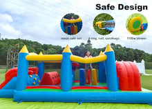 Okayego 24FT Commercial Grade Inflatable Obstacle Course with Slides Blue
