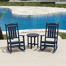 WestinTrends Malibu 3-Piece Set Outdoor/Patio Rocking Chairs with a Side Table (2 Seater), Navy Blue