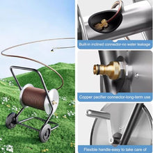 XYWGBMS Heavy Duty Metal Hose Reel Cart, Outdoor Storage Rack for Garden, Stainless Steel Hose Storage for 60M Hose, Mobile Hose Reel with Durable Design-40m