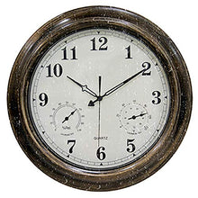 BTZHY Wall Clock,Large Waterproof Outdoor Clock Garden Vintage Silent Outdoor with Thermometer and Hygrometer Combo 18 inch Outdoor Clocks Metal Outside Clocks
