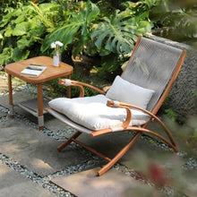 Apk i bc Outdoor Rattan Folding Leisure Garden Armchair, Easy to Assemble and Foldable Storage, Suitable for Balcony and Garden Use, Includes 2-Piece Set(Wood Tone,50 * 74 * 80CM)