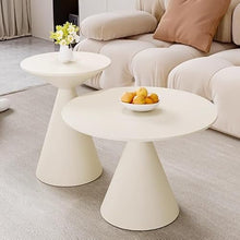 Coffee Tables Creative Side Table Modern Living Room Sofa Coffee Small Round Wrought Iron Bedside(Beige,Large)