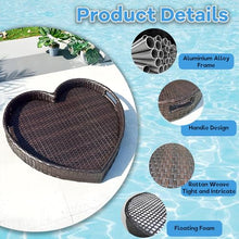 Ofyphth Rattan Floating Tray Table, Deluxe Floating Tray for Pool, Hotel Water Rattan Basket, Water-Resistant, for Pool Beach Party or Hot Tub Float Loung. 80cm-B/Black