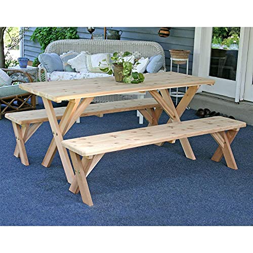 Creekvine Designs Red Cedar Picnic Table Outdoor Table w/Detached Benches 10'