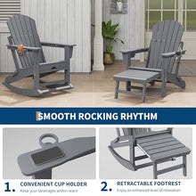 CABIHOME Set of 4 Comfortable Folding Adirondack Rocking Chairs, HDPE All-Weather Outdoor Seats with Two Cup Holders, Perfect for Patio, Porch & Garden