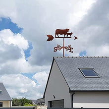 Metal Weathervane Large Cow and Calf Outdoor Roof Stainless Steel Weathervane Display Garden Yard Decoration Wind Direction Farm Scene Home Outdoor Craft Ornaments