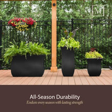 Mayne Vescott 30in Tall Square Planter, Black, 2-Pack