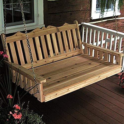 A & L Furniture Royal English Garden Swing Bed, Natural Stain