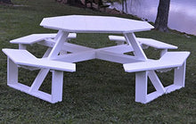 A&L Furniture 54" Amish-Made Octagonal Poly Walk-in Picnic Table with Benches, White