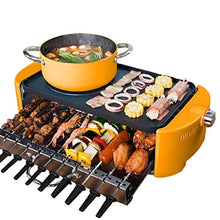 Hotpot Automatic Rotating Skewers Machine Multi-function Hot Pot Barbecue Integrated Non-stick Coating Shabu-shabu Skewers Machine barbecue (Color : Orange)