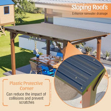 Roomfitters 13x10 FT Wooden Garden Gazebo, Spacious Outdoor Patio Shade Structure with Metal Roof for Backyard and Lawn, Brown