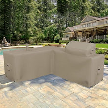 Covers & all Outdoor Kitchen Island Cover, Customize Left Right & Straight Shapes,12 Oz Waterproof UV & Weather Resistant Patio BBQ Grill Island protector with Handles Air Vents (Beige)