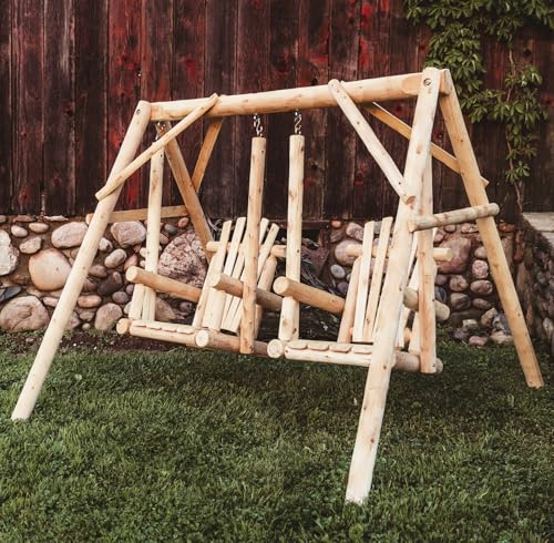 Double Cedar Log Chair Swing