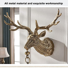 TXGJWRA Wall Clock,Large Outdoor Garden Double Sided Deer Head 360° Rotation Retro Metal Silent Station Battery Operated Decorative Antique Double Sided Wall Clock,White dial,Copper Dial