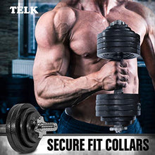 TELK Adjustable Dumbbells 200 LBS Pair Gloss Finish Secure Collars Black 200lb