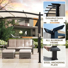 Meetleisure 10' x 10' Arched Top Outdoor Pergola, Pergola Canopy with with Adjustable and Retractable Canopy for Patio Use, Metal Pergola with Durable and Sturdy Frame & Water-Resistant Canopy, Beige