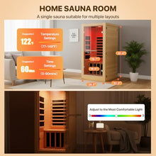 OUTEXER Infrared Sauna Room Indoor Saunas Home Obeche Wood 900W