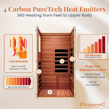 DYNAMIC SAUNAS Elite 1-Person Infrared Sauna with Red Light Therapy