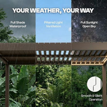 Patio Kingdom 10' x 10' Louvered Pergola Outdoor Aluminum Pergola Kit with Adjustable Roof, All-Weather Metal Gazebo with Drainage System for Patio, Deck, Garden and Backyard Shade, Brown