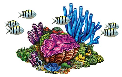 Custom Mosaics Coral Reef with Fish Porcelain Swimming Pool Mosaic (27" x 22")