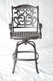 Mandalay Outdoor Patio 4 Swivel Barstools Dark Bronze Cast Aluminum (30", Walnut)
