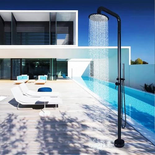 MKLFBY Portable Outdoor Shower Garden Shower with Rain Shower & Hand Shower, Free-Standing Poolside Drench Shower for Outdoor Backyard Farmyard Poolside Beach Pool Spa