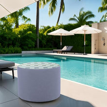 FDP 24" Round Oversized Outdoor Ottoman Featuring Sunbrella Two-Tone - Weather-Resistant, Fade-Resistant, Fully Assembled Patio Furniture for Backyard or Poolside Seating, 18" H - Mist/Haze