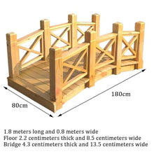 TT-YEL 5.9Ft Retro Curved Wooden Footbridge, Lawn Pond Bridge Walkway with Double Railings, Full Solid Wood Heavy Duty Garden Bridge, 500Kg Load-Bearing,Length 180cm