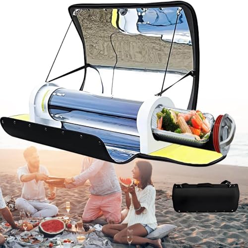 Smokeless Solar Oven, Portable So-lar Stove, 4.5l/1.2gal Solar Oven, Fast 20 Min Meal Prep, Efficient Solars Panels, Max Temperature 288℃/550°F, Ideal for Camping, Outdoor Cooking Travel