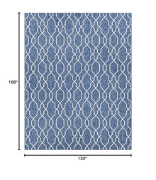 MARK & DAY Outdoor Rug 10x14 Valentijn Traditional Denim Non-Shedding Area Rug