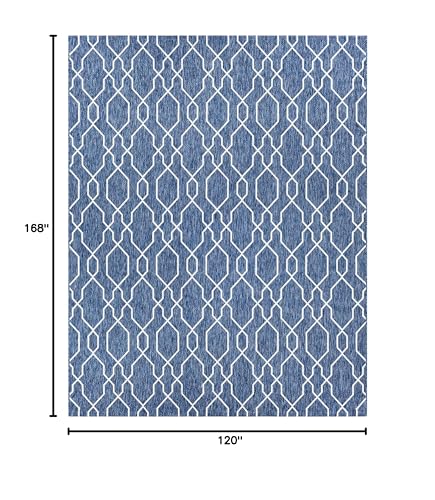 MARK & DAY Outdoor Rug 10x14 Valentijn Traditional Denim Non-Shedding Area Rug