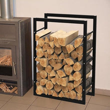 DJVHSRI Heavy Duty Metal Firewood Rack with Side Rails, Indoor & Outdoor Log Storage Stand, Easy Assembly,