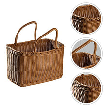Picnic Baskets Basket Woven Wicker Storage Baskets Bag Picnic Rattan Flower Beach with Handle Straw Market Fruit Tote for Hand Shopping，