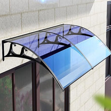 KDDEON Blue Curved Polycarbonate Cover,Aluminum Alloy Household Window Rain Shelter Cover,Door Window Awning,Back Porch Garden Awning Shelter,Eaves Balcony Sunshade Canopy,Customizable (47"x94")