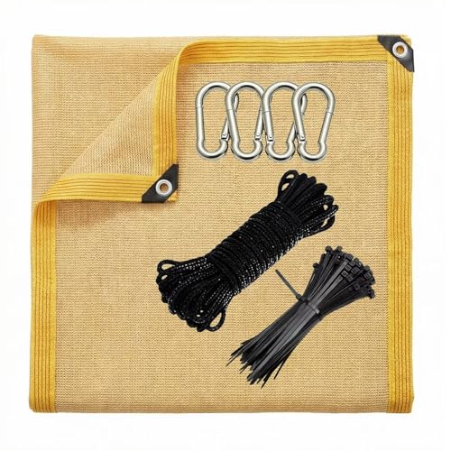 LJTGFHP 90% Sun Shade Cloth with Improved Grommets 40 x 40 FT Outdoor Sun Screen Fabric Cover for Patio Garden Pergola Canopy - Yellow