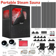 WQVOX Double Infrared Steam Sauna, Portable Infrared Sauna, Enlarged Size and Two 3L Steamers, Two Upgrade Chairs, Infrared Sauna Room with 660 & 850nm Red Light Therapy, 72 "x 50" x 36 ", Black