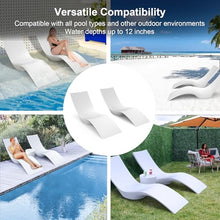 Aqua Blue Pool Lounge Chairs Set of 2 White