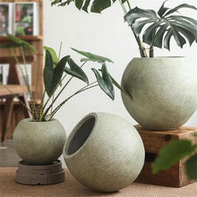 x3anggyt5 Planter Ball Shaped Aqua Green Plant Pot 3 Sizes with Drainage Hole Magnesium Clay Flower for Indoor Outdoor Room Balcony Garden Office Garden(Large)