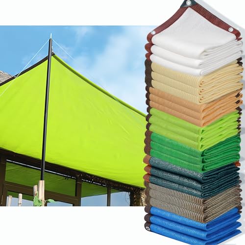HQQMNY Awning Sun Net with Eyelets 90% Shading Rate Shade Net Garden Umbrella Privacy Screen for Garden Plants Greenhouse(Yellow Green,9m x 14m)