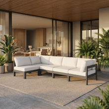Outdoor Escape White Fabric Outdoor Patio Modular Sectional, Weather-Resistant Material, Contemporary Design, Comfortable Seat with 17-Inch Back Height