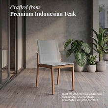 POVL Outdoor Menlo Teak Side Dining Chair — Pack of 6, Stackable Grade A Indonesian Teak & All-Weather Sling — Fully Assembled Mid-Century Modern Seating for Patio, Deck & Poolside (Winter)