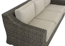 Steve Silver Furniture Jones Patio Sofa, w/All-Weather HDPE Resin Wicker, UV Inhibitors, and Plush Seating in Brown, Patio Couch for Porch, Deck, Backyard, 36.6" D x 84" W x 31.5" H, Brown, Beige