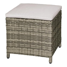 Greemotion Antigua Modern All-Weather Wicker Patio Ottoman (Set of 2), Padded Seat for Outdoor Porch Garden, Brown and Beige