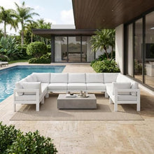 Outdoor Escape White Fabric Outdoor Patio Modular Sectional, Cushioned Seating, Durable Frame, Contemporary Style, Suitable for Outdoor Living Spaces